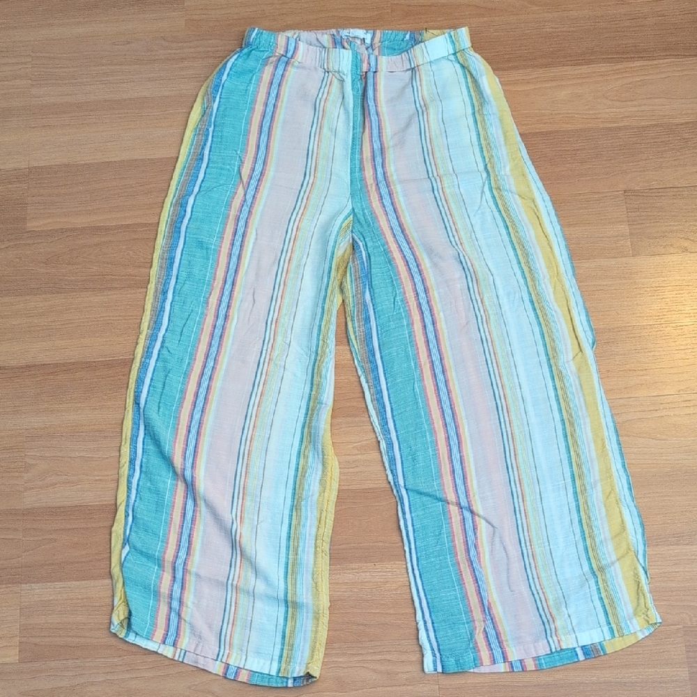O'Neill Lightweight Striped Wide-Leg Lounge Pants - Aqua, Yellow, Pink